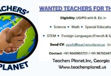 WANTED TEACHERS FOR THE USA WANTED TEACHERS FOR THE USA