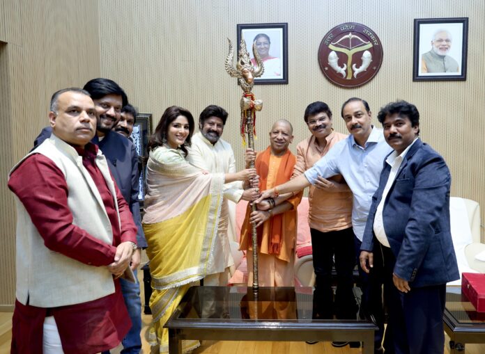 God Of Masses Nandamuri Balakrishna, Boyapati Sreenu & Makers Of Akhanda 2 The Thaandavam Meet UP CM Yogi Adityanath & Present Him With Symbolic Trident
