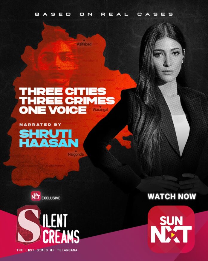 WhatsApp Image 2026-01-08 at 7.01.36 PM Just Released on Sun NXT: Silent Screams, a Gripping Crime Documentary on Real Cases Across Telangana, Narrated by Shruti Haasan